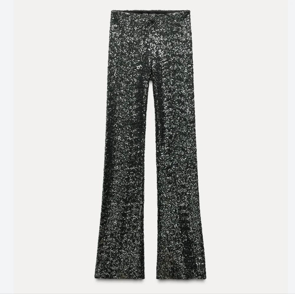 Zara FLARED SEQUIN PANTS LEGGINGS Size XS
